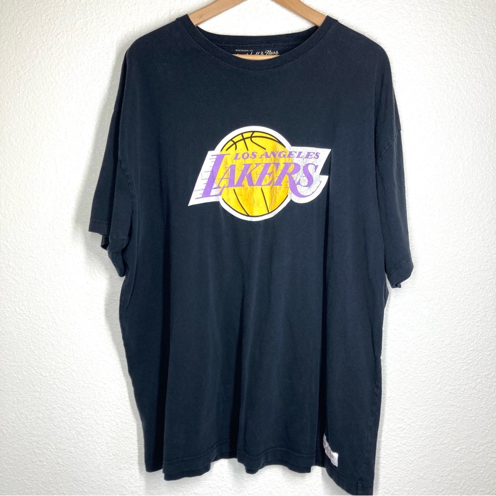 Los Angeles Lakers Mitchell & Ness Tee Shirt XXL Black Yellow Cotton